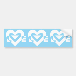 Liebe White auf Blue Autoaufkleber