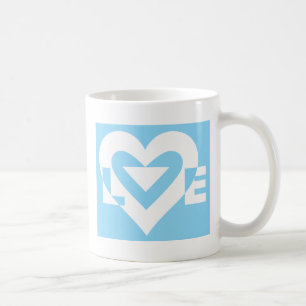 Liebe White auf Blue Kaffeetasse