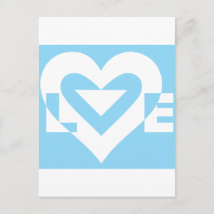 Liebe White auf Blue Postkarte