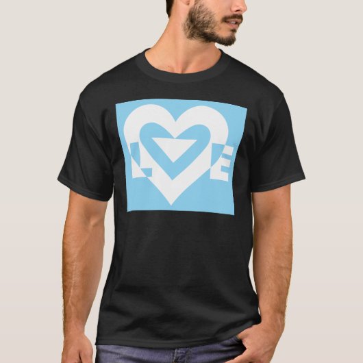 Liebe White auf Blue T-Shirt (Vorderseite)