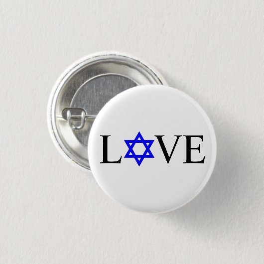 Liebe White Blue Star von David Black Typografy Button (Vorne & Hinten)