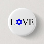 Liebe White Blue Star von David Black Typografy Button (Vorderseite)