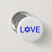 Liebe white blue Star von David typografie modern Button (Vorne & Hinten)