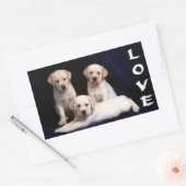 Liebe White Labrador Retriever Puppy Docking Stick Rechteckiger Aufkleber (Umschlag)