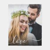 Liebe White Script Foto Overlay Hochzeit Fleecedecke (Vorderseite)