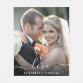 Liebe White Script Foto Overlay Hochzeit Fleecedecke (Vorderseite)