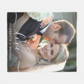 Liebe White Script Foto Overlay Hochzeit Fleecedecke (Vorderseite (Horizontal))