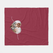 Liebe White Script Herz Foto Rot Fleecedecke (Vorderseite (Horizontal))