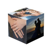 LIEBE White Script Wedding Keepake Würfel (Rückseite Schrägansicht)