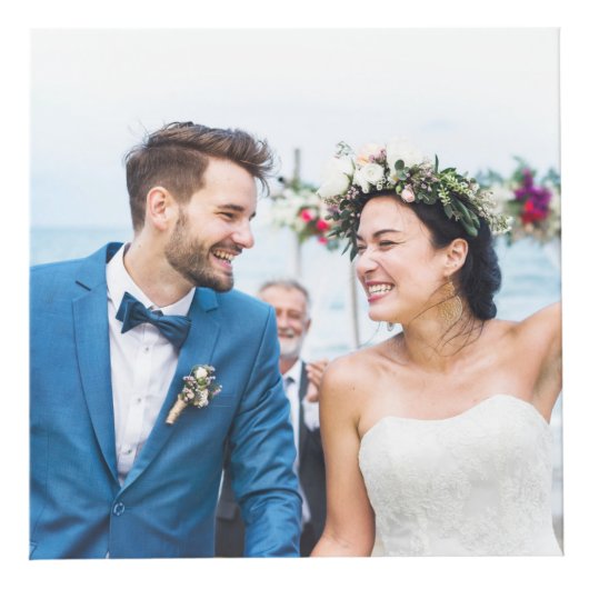 LIEBE White Script Wedding Keepake Würfel (Vorderseite)