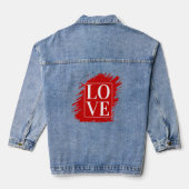 LIEBE WHITE TYPOGRAPHY RED ART JEANSJACKE (Rückseite)