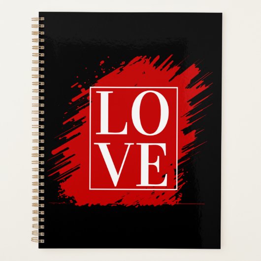 LIEBE WHITE TYPOGRAPHY RED ART PLANER (Vorderseite)