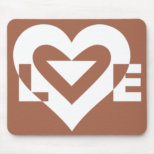 Liebe White über Brown Mousepad (Vorne)