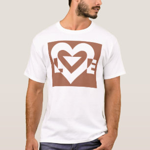 Liebe White über Brown T-Shirt