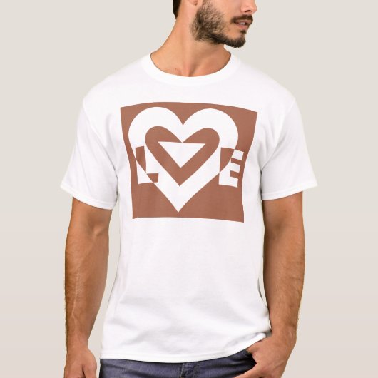 Liebe White über Brown T-Shirt (Vorderseite)