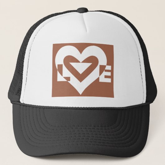 Liebe White über Brown Truckerkappe (Vorderseite)