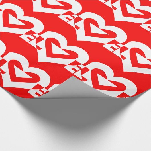 Liebe White über Rot Geschenkpapier (Ecke)