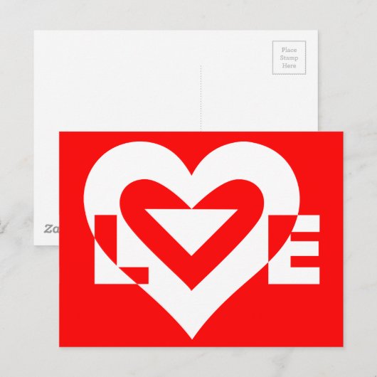 Liebe White über Rot Postkarte (Vorne/Hinten)