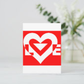Liebe White über Rot Postkarte (Stehend Vorderseite)
