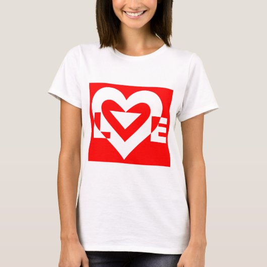 Liebe White über Rot T-Shirt (Vorderseite)