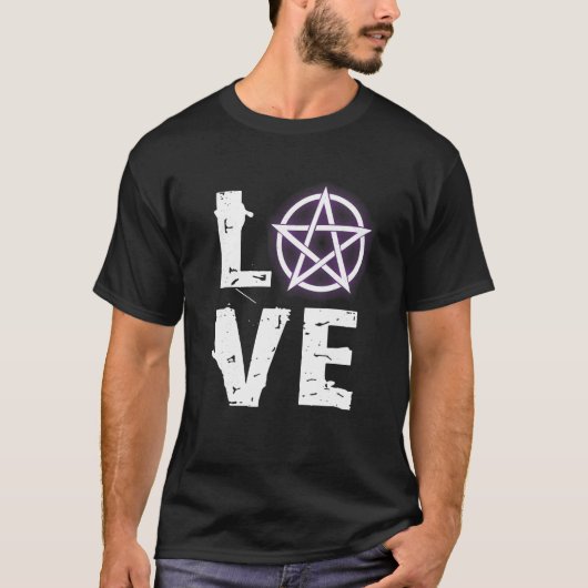 Liebe Wicca TShirt mit Pentagram für Wiccan Pagan (Vorderseite)