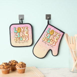 Liebe wie Jesus Christlich Ofenhandschuh & Topflappen-Set