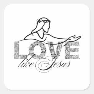 Liebe wie Jesus Christliche Typografie-Design Quadratischer Aufkleber