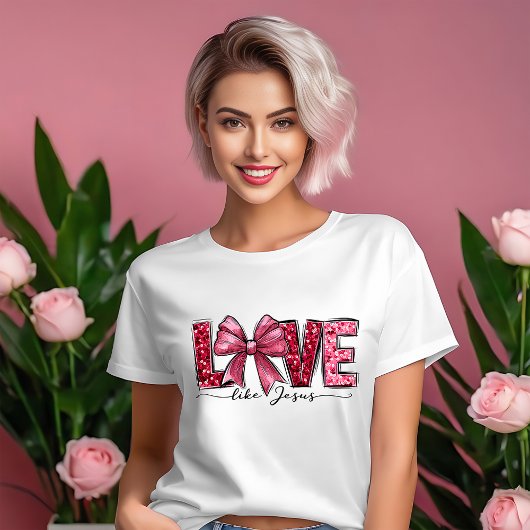 Liebe wie Jesus Coquette Ästhetik Rosa Weiß T-Shirt