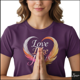 Liebe wie Jesus Feder-Herz-Schrift T-Shirt