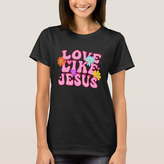 Liebe wie Jesus glückliche Gesicht preppy ästhetis T-Shirt (Vorderseite)