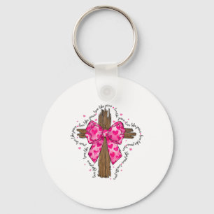 Liebe wie Jesus Holzkreuz ein rosa Keil _1 Schlüsselanhänger