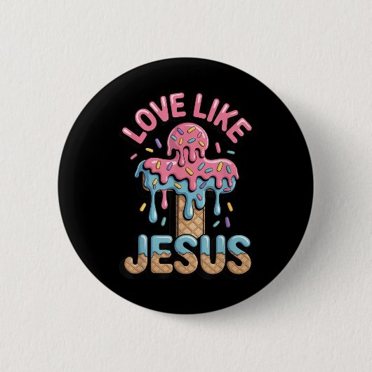 Liebe wie Jesus Kinder Christliches Eis-Drip-Junge Button (Vorderseite)