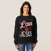 Liebe wie Jesus Red Kariert Buffalo Herz Sweatshirt (Vorne ganz)