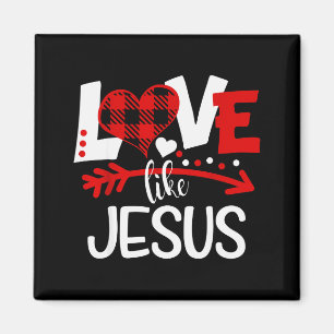 Liebe wie Jesus Valentinstag Buffalo Plaid Herz Magnet