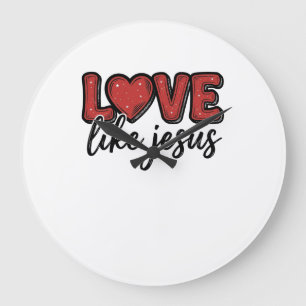 Liebe wie Jesus Vintage-Christen-Shirt-Design_1 Große Wanduhr