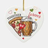 Liebe wie Pizza und Bierehe Keramik Ornament (Hinten)