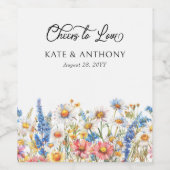 Liebe Wildblume Hochzeit Weinetikett (Einzelnes Label)