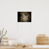 Liebe Wilde Katze Schlafen im Bett des Strohs Foto Poster (Küche)