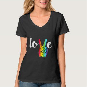 Liebe Win Rainbow Peace Sign Lesbian Gay Lgbtq Fla T-Shirt