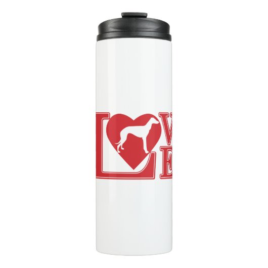 LIEBE-Windhund Thermosbecher (Vorderseite)