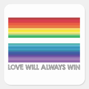 LIEBE WINS STICKER, LIEBE WIRD IMMER GEWINNEN STIC QUADRATISCHER AUFKLEBER