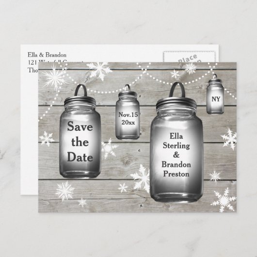 Liebe Winter Barn Hochzeiten speichern Datum Ankündigungspostkarte (Vorne/Hinten)