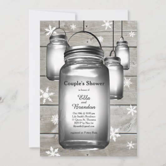 Liebe Winter Barn Weddings Coupons Dusche Einladun Einladung (Vorderseite)