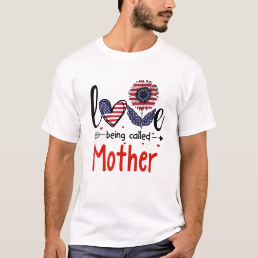Liebe wird als "Mutter amerikanische Flagge Patrio T-Shirt (Vorderseite)