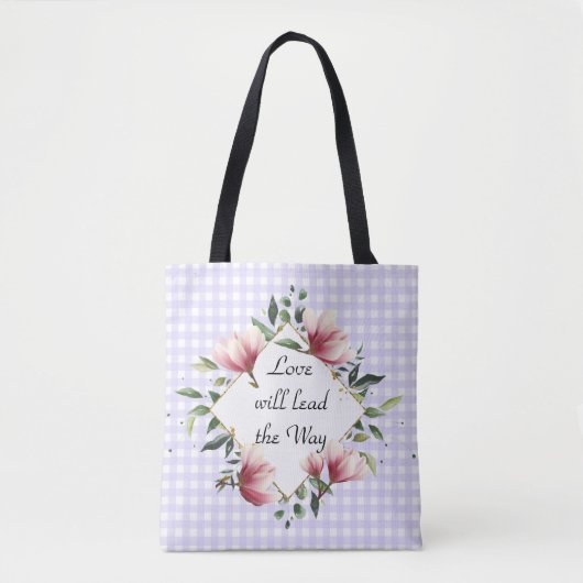 Liebe wird die Lila Gingham Fashon Tasche führen (Vorderseite)
