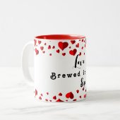 Liebe wird in jedem Schluck gebraut Zweifarbige Tasse (Vorderseite Links)