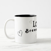 Liebe wird in jedem Schluck gebraut Zweifarbige Tasse (Links)