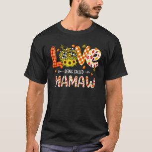 Liebe wird Mamaw Leopard Karierten Pumpkin genannt T-Shirt