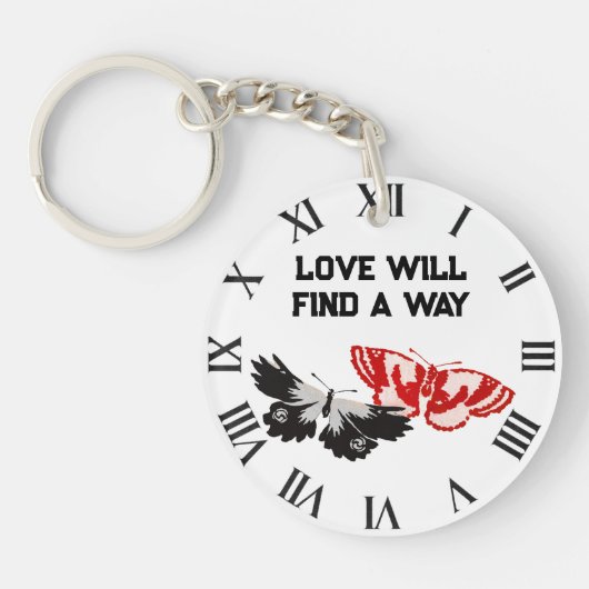 Liebe wird mit Vintagen Schmetterlingen einen Weg Schlüsselanhänger (Vorderseite)