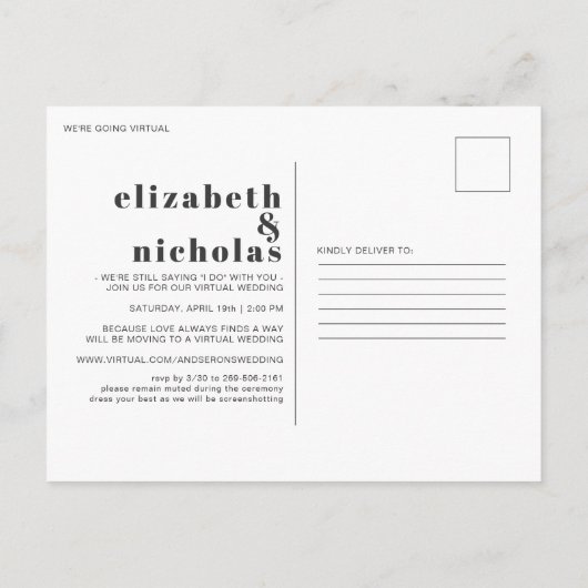 Liebe wird nicht abgebrochen | Einladung zur virtu Postkarte (Rückseite)